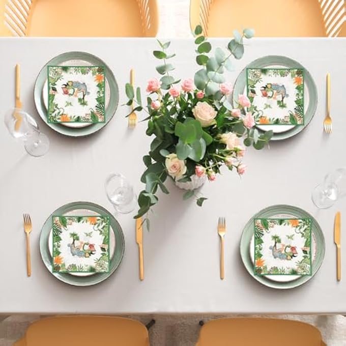 40 PIECES DINOSAUR PATTERN NAPKINS BIRTHDAY CHILDREN DINOSAUR PARTY DECORATION 33 X 33 CM - Image 4